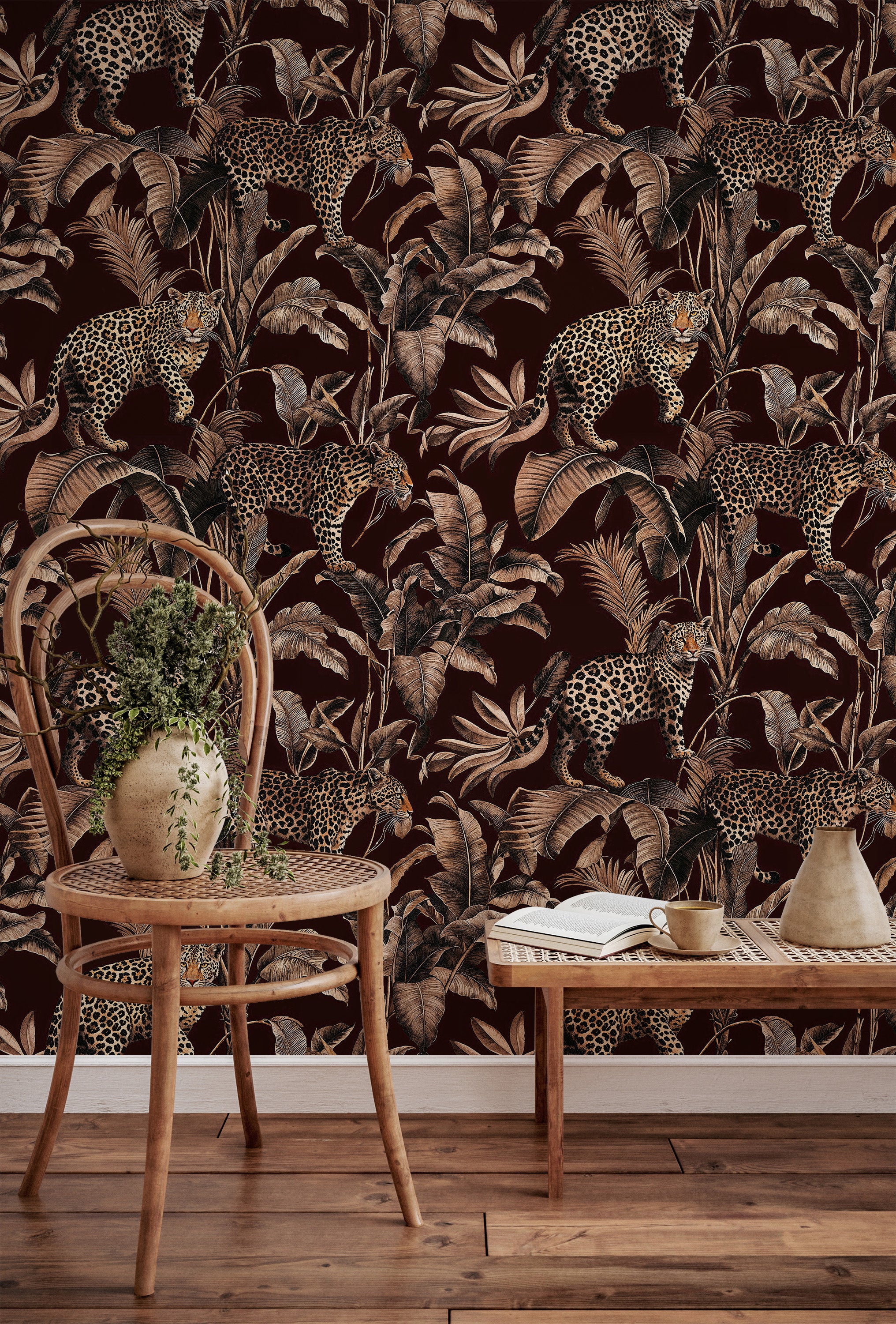 Exotic Jungle Leopard Wallpaper, Safari Wall Mural, Peel and Stick Animal Wall Art
