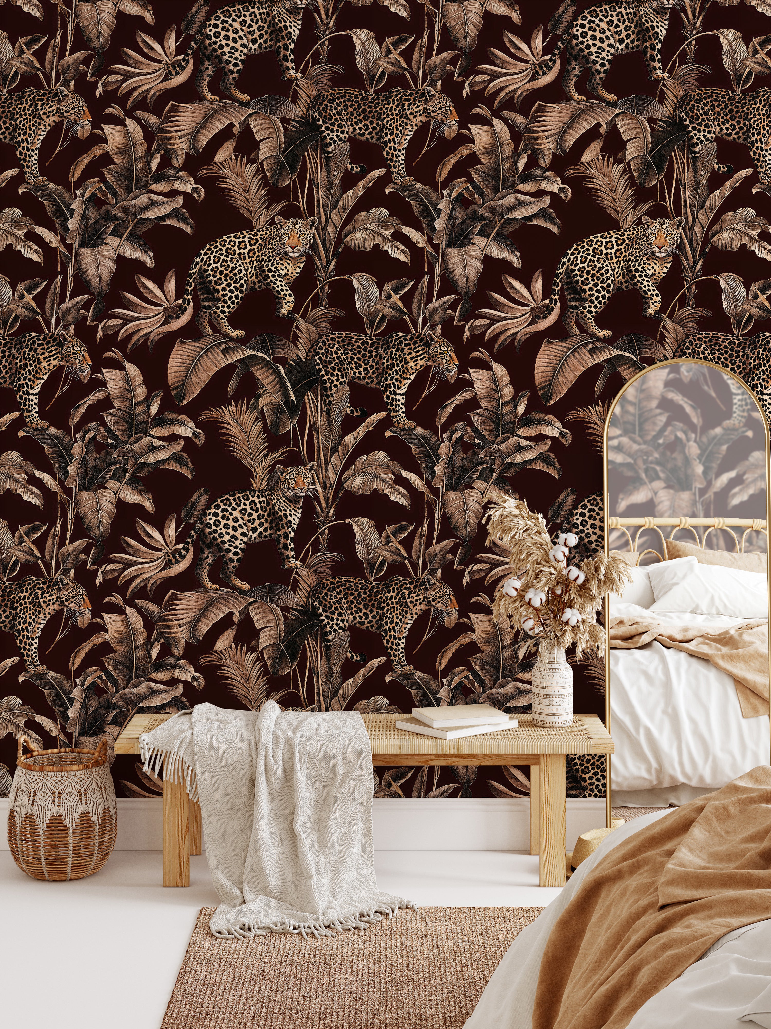 Exotic Jungle Leopard Wallpaper, Safari Wall Mural, Peel and Stick Animal Wall Art